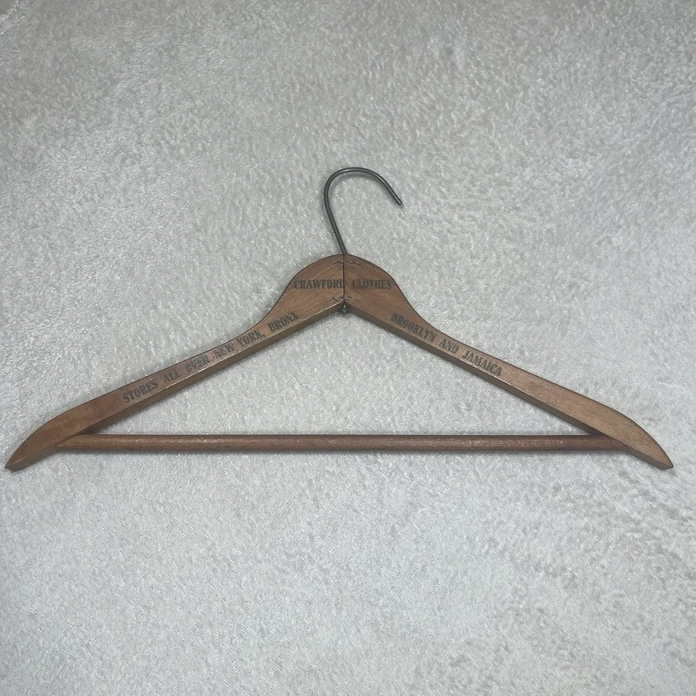 Vintage Crawford Clothes Wooden Hanger New York Bronx Brooklyn Jamaica